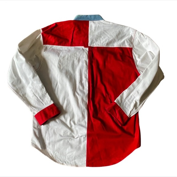 Vintage Chaps Red And White Stripe Oxford Casual Button Down Shirt Size L - Picture 2 of 6